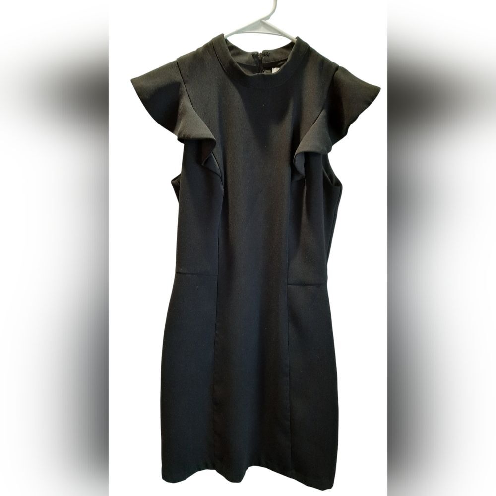 Barneys New York Dress size XS Black Sheath Flutter Sleeve Mini rn112282